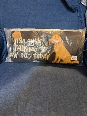 Mud Pie Black Pillow with Yellow Dog Motif